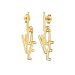 Elli - femmes clous d'oreilles love amour en argent sterling 925 plaqu or boucles d'oreilles 1 pieces ...