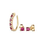 Elli - femmes clous d'oreilles set earcuff basique avec zircona et synt. rubis en argent sterling 925 ...