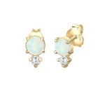 Elli - femmes clous d'oreilles vintage avec cristaux de zirconium et opale en argent sterling 925 plaqu ...