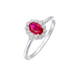 Elli - femmes cocktail ovale elegant avec rubis synth. et zirconium en argent sterling 925 bagues 1 pieces ...
