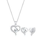 Elli - femmes c?ur pendentif set clous d'oreilles avec cristaux en argent sterling 925 coffret de bijoux ...