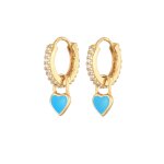 Elli - femmes créoles c?ur pendentif avec émail bleu et zirconium en argent sterling 925 plaqué or 1 ... Elli - femmes créoles c?ur pendentif avec émail bleu et zirconium en argent sterling 925 plaqué or 1 ...