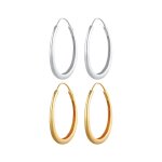 Elli - femmes croles ovale go bicolore lot de 2 en argent sterling 925 plaqu or boucles d'oreilles ...