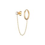 Elli - femmes croles piercing 2 trous avec cristal en argent sterling 925 plaqu or 1 pieces female
