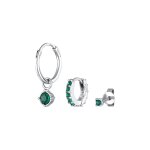 Elli - femmes croles set clous d'oreilles avec cristal vert en argent sterling 925 plaqu or boucles ...
