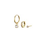 Elli - femmes créoles set clous d'oreilles avec cristal vert en argent sterling 925 plaqué or boucles ... Elli - femmes créoles set clous d'oreilles avec cristal vert en argent sterling 925 plaqué or boucles ...