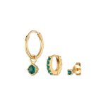 Elli - femmes créoles set clous d'oreilles avec cristal vert en argent sterling 925 plaqué or boucles ... Elli - femmes créoles set clous d'oreilles avec cristal vert en argent sterling 925 plaqué or boucles ...