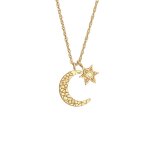 Elli - femme demi - lune toile pendentif astro avec opale synthtique en argent sterling 925 plaqu ...