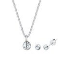 Elli - femmes elgant pendentif solitaire set clous d'oreilles avec cristaux en argent sterling 925 coffret ...