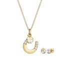 Elli - femmes fer  cheval pendentif clous d'oreilles set avec cristaux en argent sterling 925 coffret ...