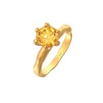 Elli - femmes fianailles organique solitaire avec pierre prcieuse citrine en argent sterling 925 plaqu ...