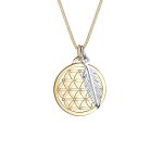 Elli - femmes fleur de vie pendentif plume bicolore en argent sterling 925 colliers 1 pieces female