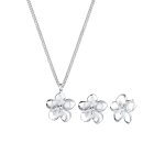 Elli - femmes frangipani fleur pendentif set clous d'oreilles en argent sterling 925 plaqu or rose coffret ...