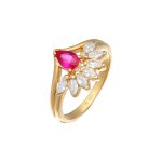 Elli - femmes glamoureux ovale avec rubis synth. et zirconium en argent sterling 925 plaqu or bagues ...