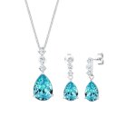 Elli premium - femmes goutte noble set pendentif d'oreilles avec cristaux en argent sterling 925 coffret ...