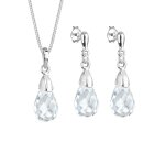 Elli - femmes goutte pendentif pendentif d'oreilles set de cristaux de roche en argent sterling 925 coffret ...