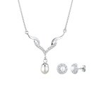 Elli - femmes goutte pendentif set clous d'oreilles avec cristaux et perles de culture d'eau douce en ... Elli - femmes goutte pendentif set clous d'oreilles avec cristaux et perles de culture d'eau douce en ...