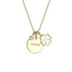 Elli - femmes avec trfle pendentif chance et cristaux en argent sterling 925 plaqu or colliers 1 pieces ...