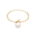 Elli - femmes maillons basique fermoir garrot avec perle synth. en argent sterling 925 plaqu or bracelets ...