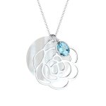 Elli - femme pendentif fleur nacre avec pierre topaze en argent sterling 925 colliers 1 pieces female ...