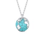 Elli - femme pendentif globe terrestre howlite en argent sterling 925 colliers 1 pieces female