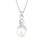 Elli - femmes pendentif infinit elgant avec perle de culture d'eau douce et cristaux en argent sterling ...