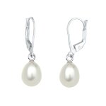 Elli - femmes pendentif d'oreilles basique classique avec perle de culture d'eau douce en argent sterling ...