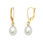 Elli - femmes pendentif d'oreilles basique classique avec perle de culture d'eau douce en argent sterling ...