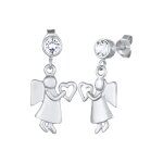 Elli - femmes pendentif d'oreilles c?ur ange avec cristaux en argent sterling 925 boucles d'oreilles ...