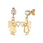 Elli - femmes pendentif d'oreilles c?ur ange avec cristaux en argent sterling 925 boucles d'oreilles ...