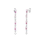 Elli - femmes pendentif d'oreilles tincelant avec cristaux rose en argent sterling 925 boucles d'oreilles ...