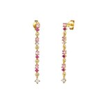 Elli - femmes pendentif d'oreilles tincelant avec cristaux rose en argent sterling 925 boucles d'oreilles ...