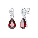 Elli - femmes pendentif d'oreilles goutte lgant rouge avec cristaux de zirconium en argent sterling ...