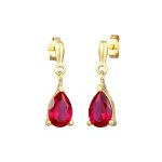 Elli - femmes pendentif d'oreilles goutte pendentif avec rubis synth. en argent sterling 925 plaqu or ...