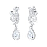 Elli premium - femmes pendentif d'oreilles ornement goutte de fte avec des pierres de zircon en argent ...
