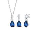 Elli premium - femmes pendentif d'oreilles set syn. saphir et zircon en argent sterling 925 coffret de ... Elli premium - femmes pendentif d'oreilles set syn. saphir et zircon en argent sterling 925 coffret de ...