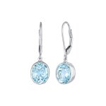 Elli premium - femmes pendentif d'oreilles solitaire rond avec topaze en argent sterling 925 boucles ...