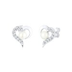 Elli - femmes motif c?ur lgant perles de culture d'eau douce avec cristaux en argent sterling 925 boucles ...