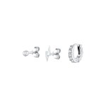 Elli - femmes set clous d'oreilles créoles boule foudre avec cristaux en argent sterling 925 boucles ... Elli - femmes set clous d'oreilles créoles boule foudre avec cristaux en argent sterling 925 boucles ...