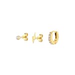 Elli - femmes set clous d'oreilles créoles boule foudre avec cristaux en argent sterling 925 boucles ... Elli - femmes set clous d'oreilles créoles boule foudre avec cristaux en argent sterling 925 boucles ...
