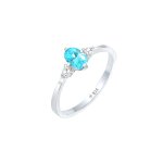 Elli - femmes solitaire blue oval engagement avec cristaux de zirconia en argent sterling 925 bagues ...
