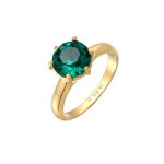 Elli - femmes solitaire elgant avec cristal vert en argent sterling 925 plaqu or bagues 1 pieces female ...