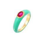 Elli - femmes solitaire ovale avec Émail orange et cristal de zirconium vert en argent sterling 925 plaqué ... Elli - femmes solitaire ovale avec Émail orange et cristal de zirconium vert en argent sterling 925 plaqué ...