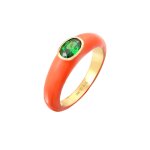 Elli - femmes solitaire ovale avec Émail orange et cristal de zirconium vert en argent sterling 925 plaqué ... Elli - femmes solitaire ovale avec Émail orange et cristal de zirconium vert en argent sterling 925 plaqué ...
