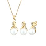 Elli - femmes symbole infinit set lgant clous d'oreilles avec perles de culture d'eau douce et cristaux ...