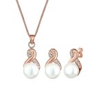 Elli - femmes symbole infinit set lgant clous d'oreilles avec perles de culture d'eau douce et cristaux ...
