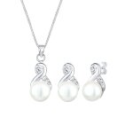Elli - femmes symbole infinit set lgant clous d'oreilles avec perles de culture d'eau douce et cristaux ...