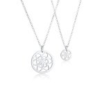 Elli - fleur de la vie pendentif mre enfant ensemble collier femme - (925 / 1000) argent coffret de ...