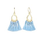 Elli - forme de goutte boho festival pompon bleu boucles d'oreilles femme (925 / 1000) argent boucles ...