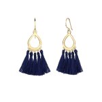 Elli - forme de goutte boho festival pompon bleu boucles d'oreilles femme (925 / 1000) argent boucles ...